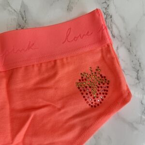PINK VS LOGO HIPSTER NEON CORAL STRAWBERRY PANTY